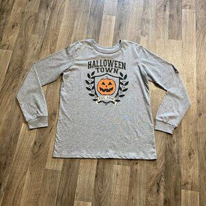 State of Mind Size XS Halloween Town Pumpkin Shirt Heather Gray Long Sleeve